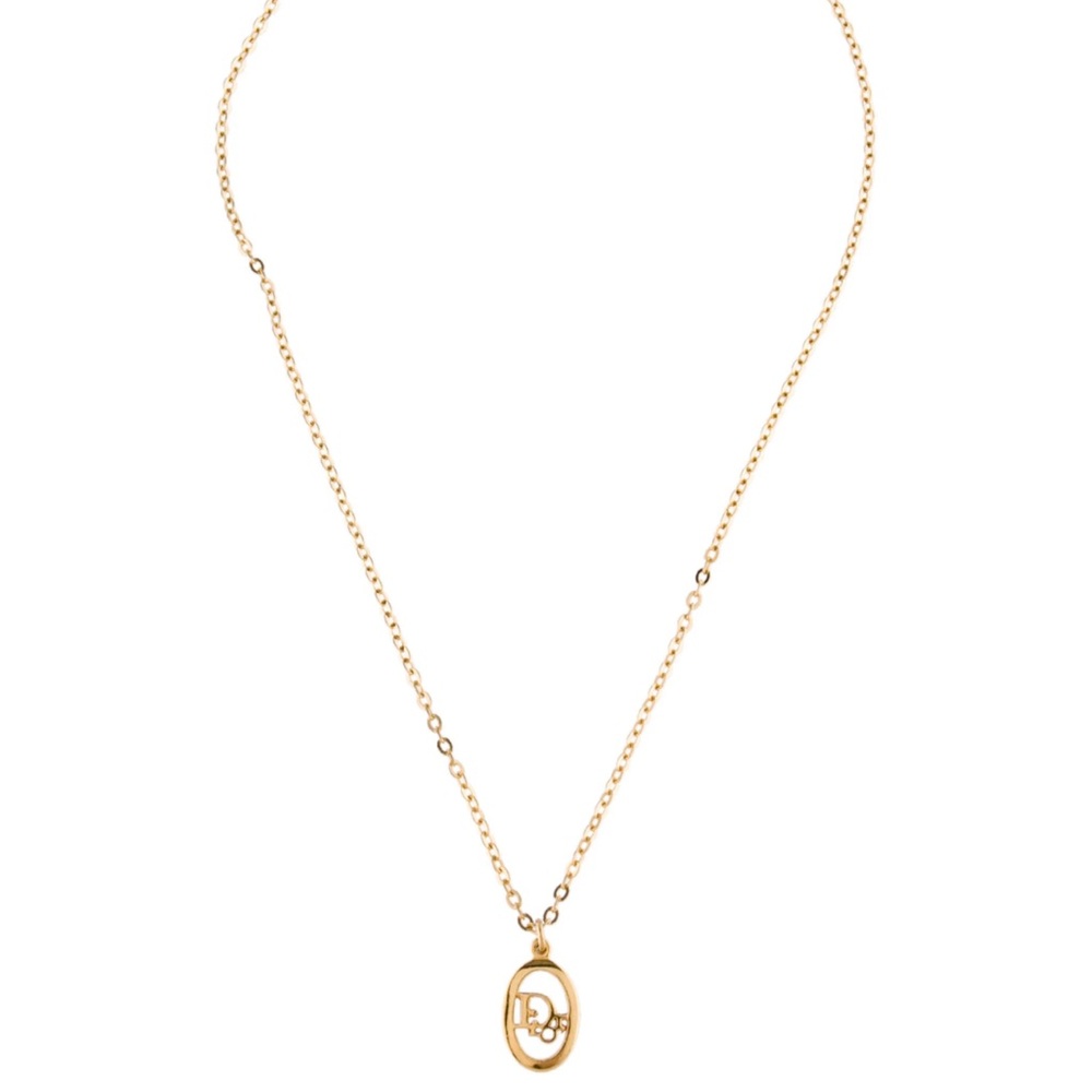 Christian Dior Vintage Logo Oval Pendant Necklace - Picture 9 of 11
